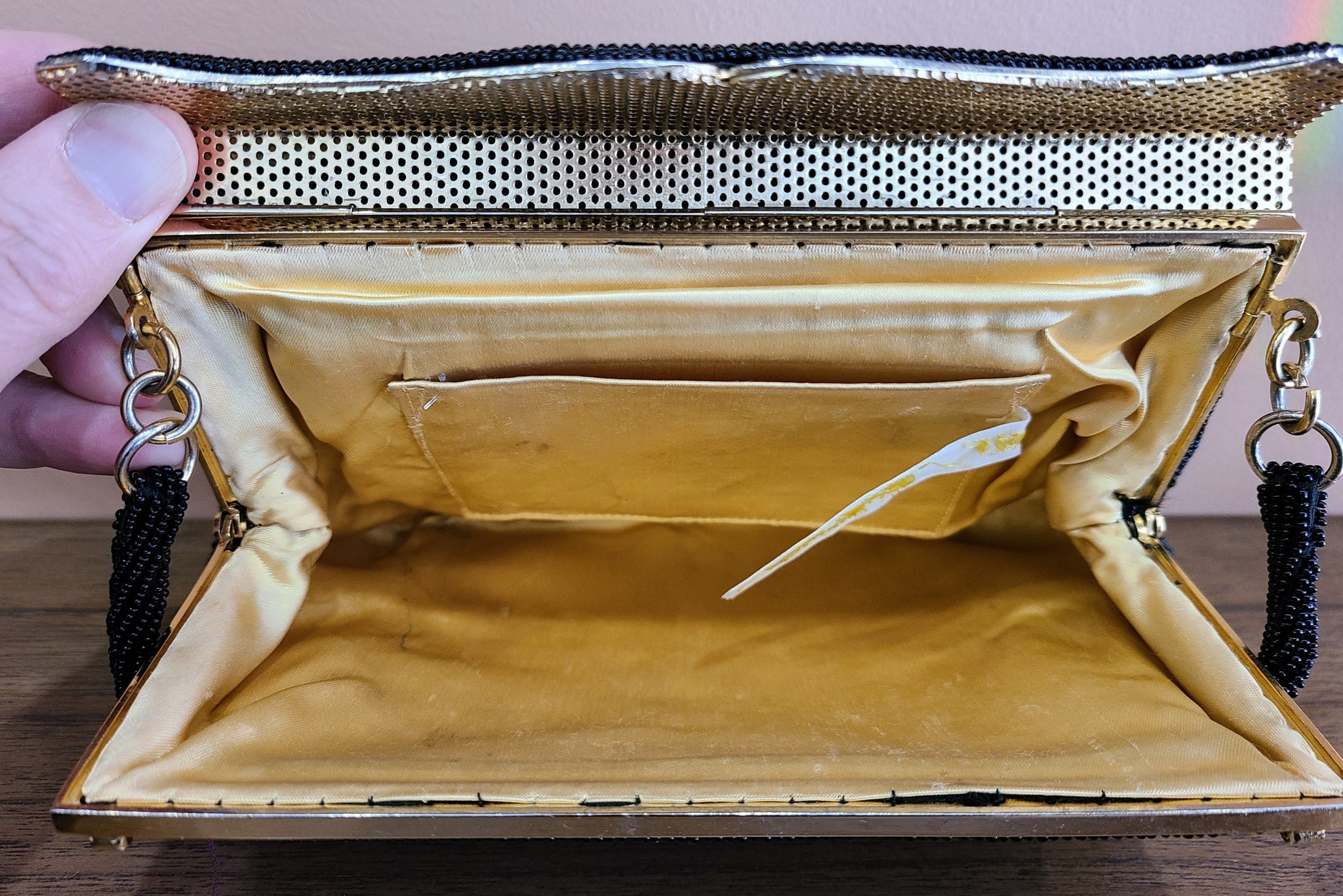 La Regale White Beaded Vintage Handbag. Italian glass beaded